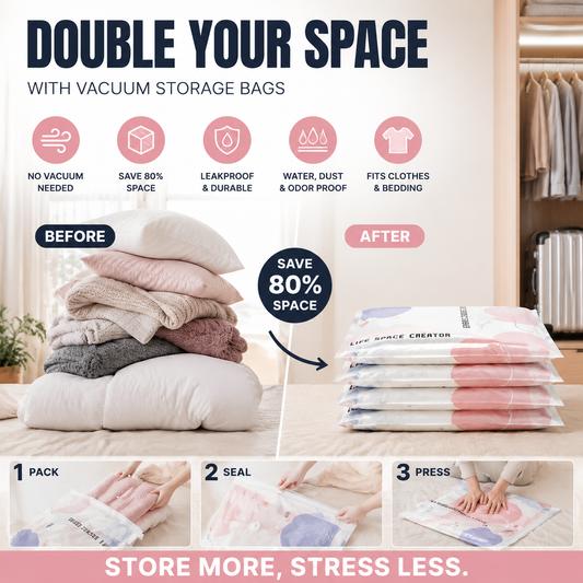 No-Pump Large Vacuum Storage Compression Bags