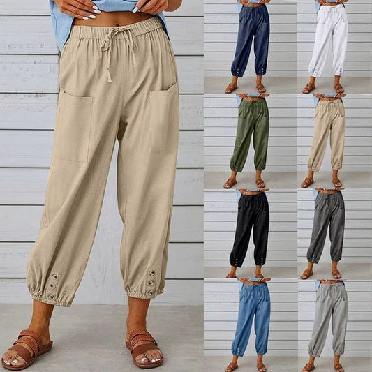 👖 50% OFF NOW! ✨ Women's Capri Pants – Wide Leg Drawstring – Comfy Fit, Casual Style & Elastic Waist 💫