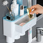 Limited-Time Offer | Wall-Mounted Large-Capacity Toothbrush Holder with Toothpaste Dispenser + Tray Effortlessly Organize Toiletries for 2-4 Family Members