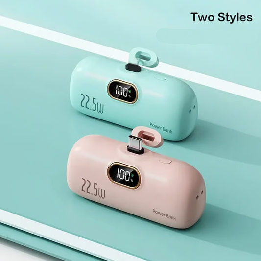 🏆Flash Sale⚡5000mAh Mini Portable Charger with 22.5W Output, Features Two USB Ports (Type-C & USB-A) and Digital Power Display for Accurate Monitoring, Compact and Lightweight Design Ensures Easy Portability