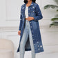 Women's Ripped Holes Long Denim Jacket
