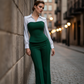 Women's Elegant Striped V-Neck Blouse & Wide-Leg Trouser Set