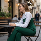 Women's Elegant Striped V-Neck Blouse & Wide-Leg Trouser Set