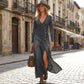 Women's Long Sleeve V-Neck Maxi Dress